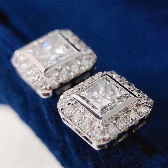 💥 Princess Cut CZ Dazzling Imitate Zircon Earring for Women, HA4544 - Picture 5 of 6